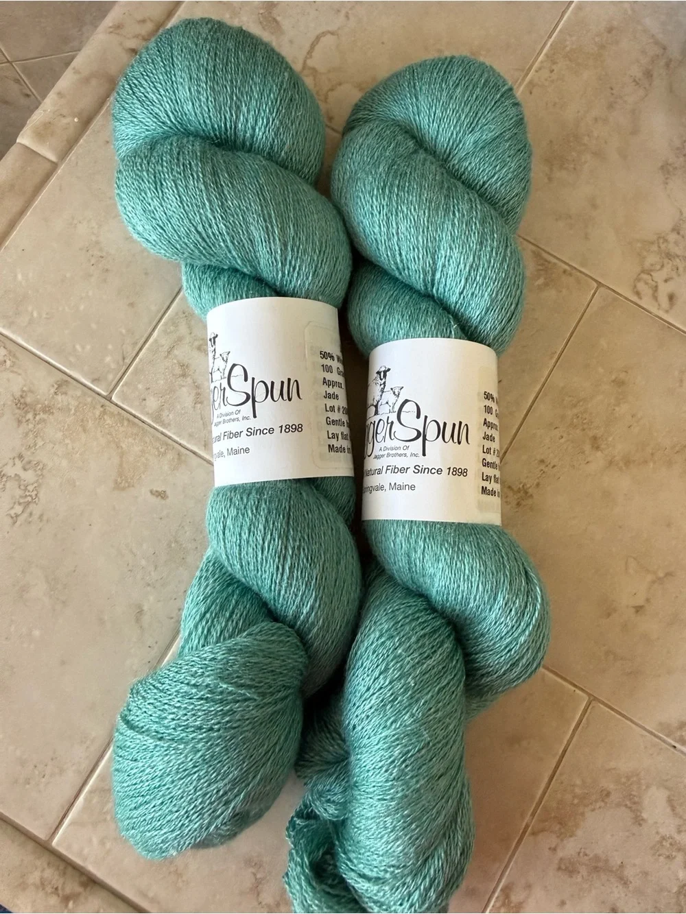 JaggerSpun Jade Wool and Silk Yarn - Two Skeins